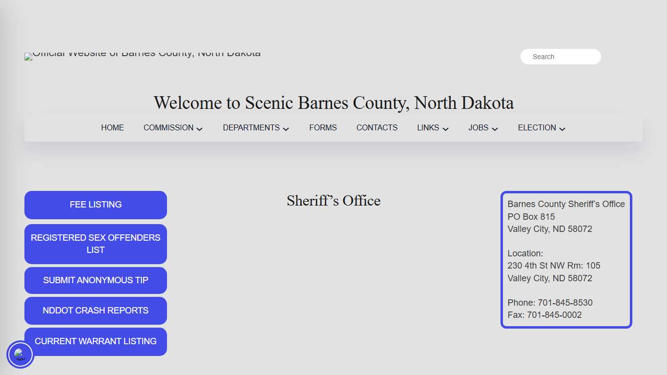 Sheriff's Office - Official Website of Barnes County, North Dakota