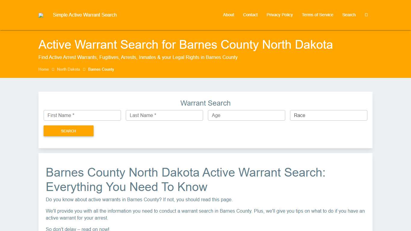 Active Warrant Search in Barnes County North Dakota - Outstanding Warrants